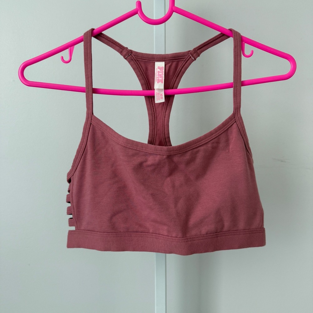 PINK Victoria's Secret Strappy Racerback Sports Bra‎ Top M M Mauve Pink